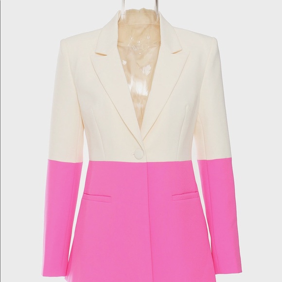 GAWQO ONE-BUTTON CONTRAST BLAZER AND FLARE PANT SET - Picture 3 of 9